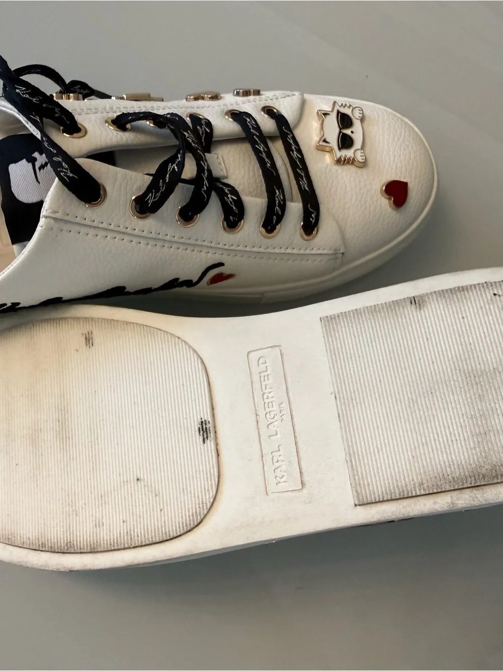 Karl Lagerfeld Sneakers Size 38.5 White Leather K Ikonik Charm Shoes - Picture 12 of 14